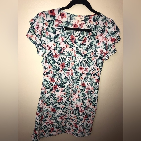 Maison Jules Womens Flutter Short Sleeve Floral Pullover Lightweight Dress Small - Picture 7 of 15